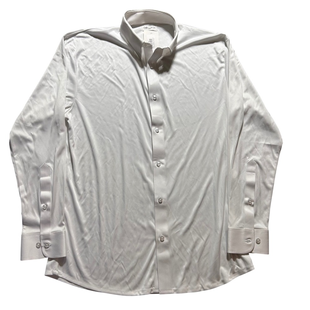 NWT Collars & Co Quattro Flex Dress Shirt Mens L White Stretch Long Sleeve